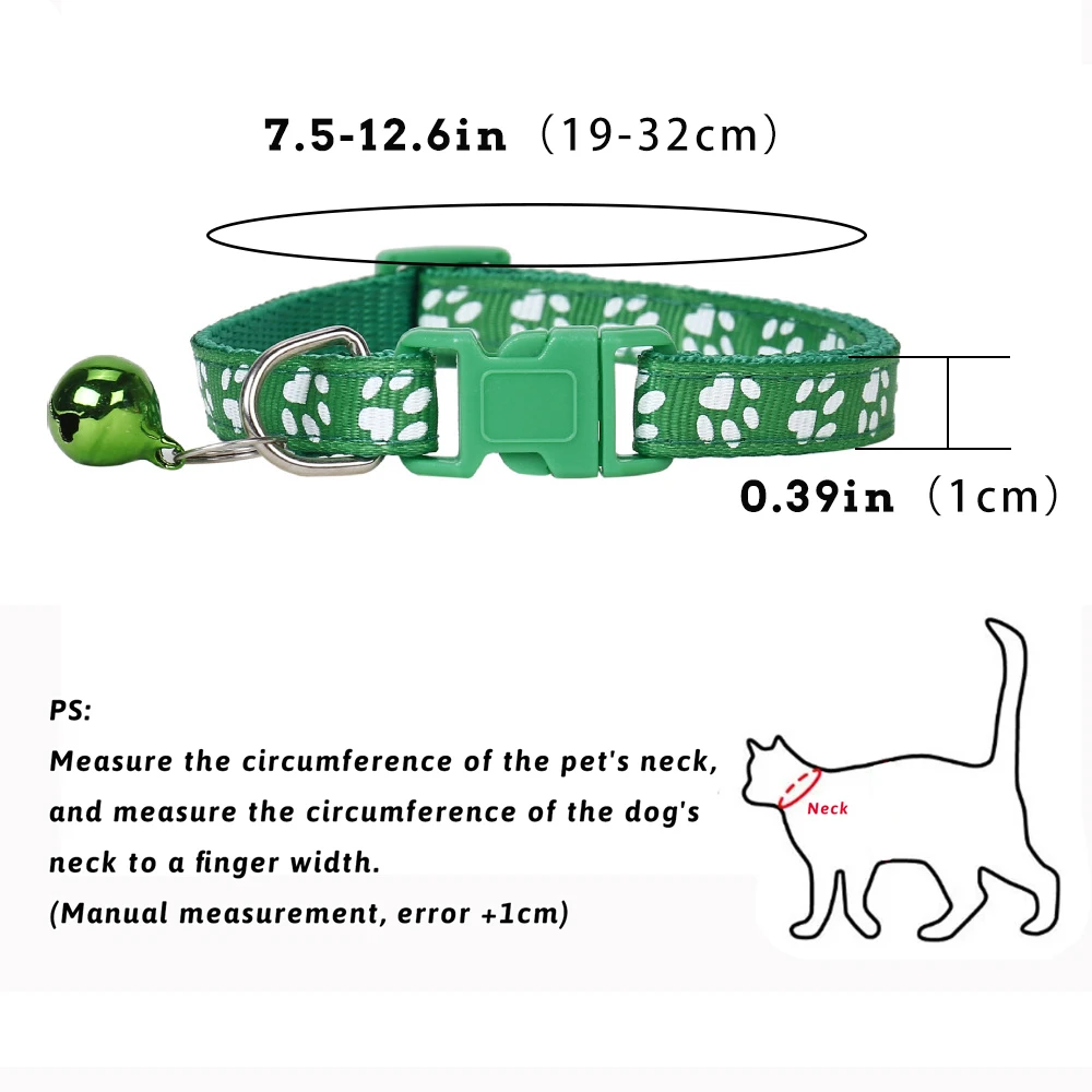 product-750-750 manufacturer wholesale multi-colors paw print reflective adjustable nylon cat dog collar with bell