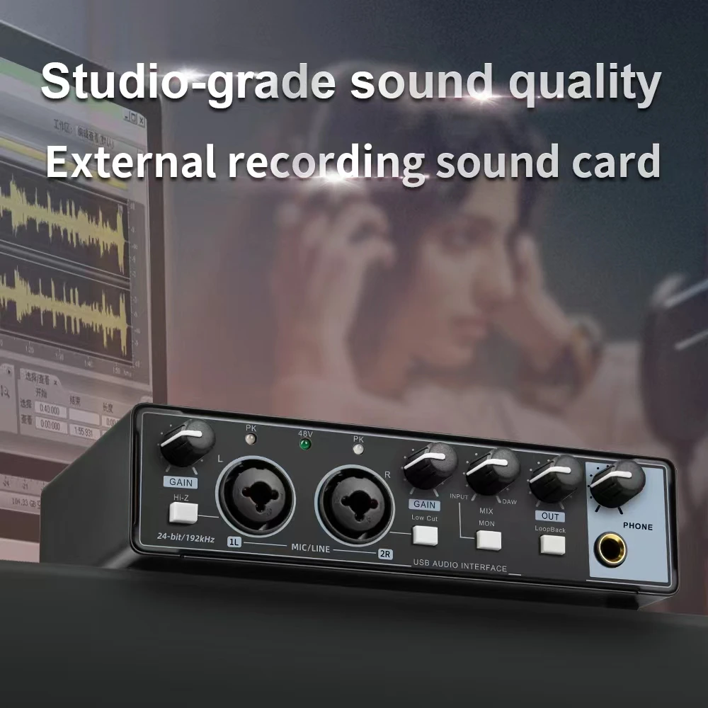 Pc Computer USB Sound Cards Audio Interface Recording Music Studio Equipment Professional