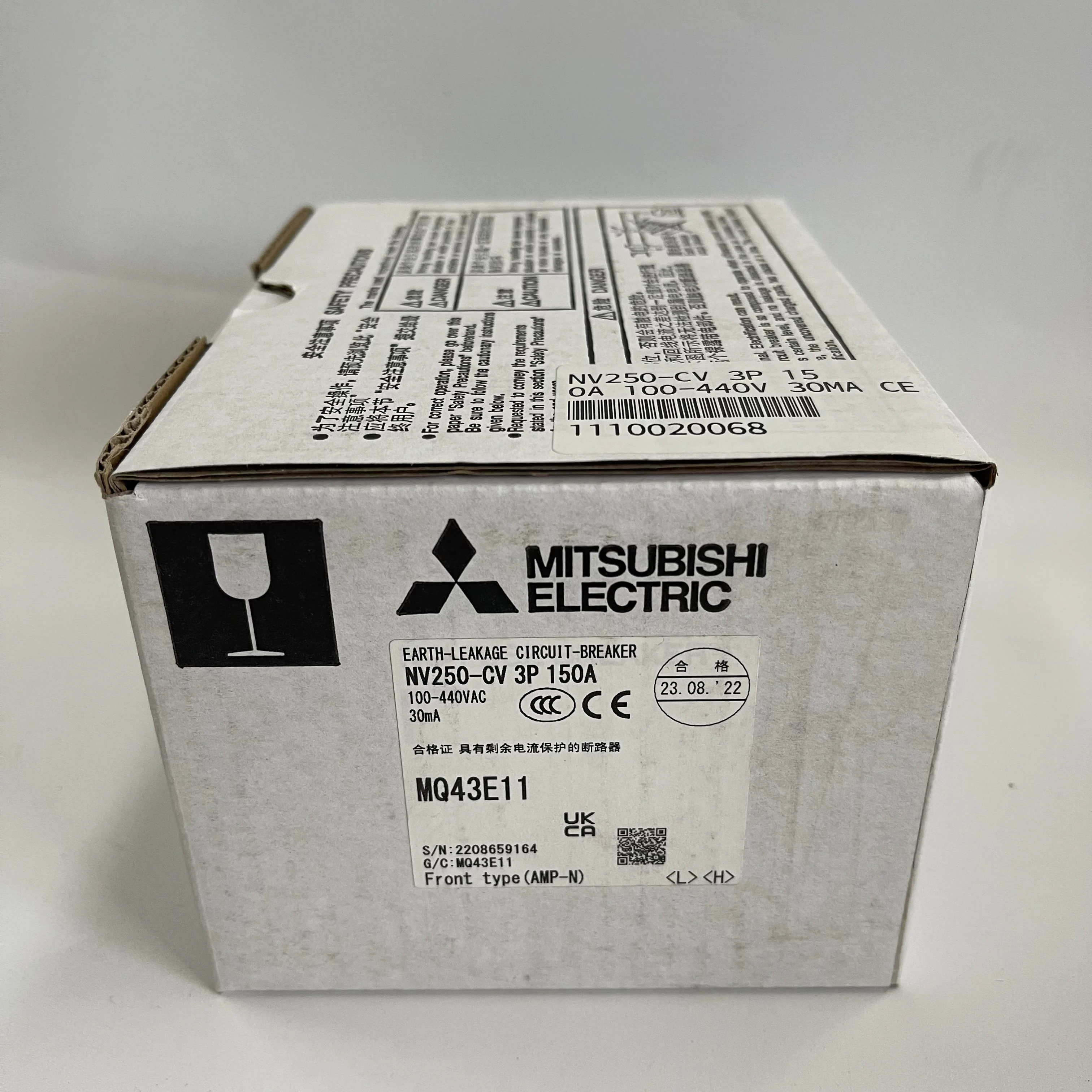 Mitsubishi Earth-Leakage Circuit Breaker NV250-CV 3P 150A MQ43E11