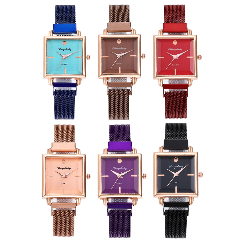 YW33 Women Magnet Buckle Gradient Color Arabic Numbers Watch Luxury Ladies Square Case Shape Quartz Watches Relogio Feminino