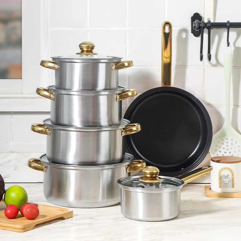 Ciwete Set Pentole E Padelle 10 Pezzi In Acciaio Inox – Antiaderenti Per Induzione Con Coperchi In Vetro