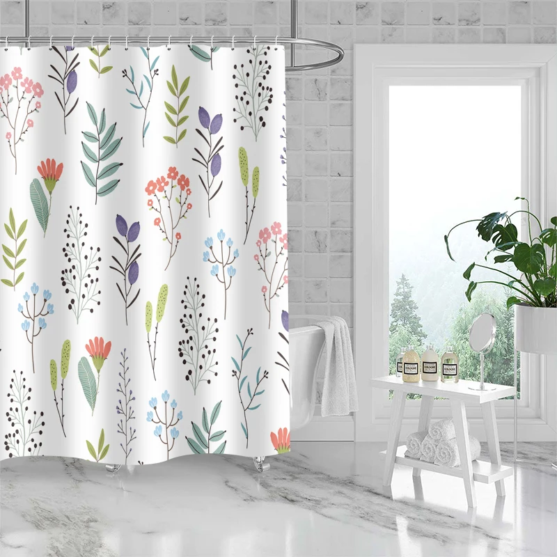 2024 Hot Selling Home Decoration Small Flower Curtain Bathroom Partition Waterproof Shower