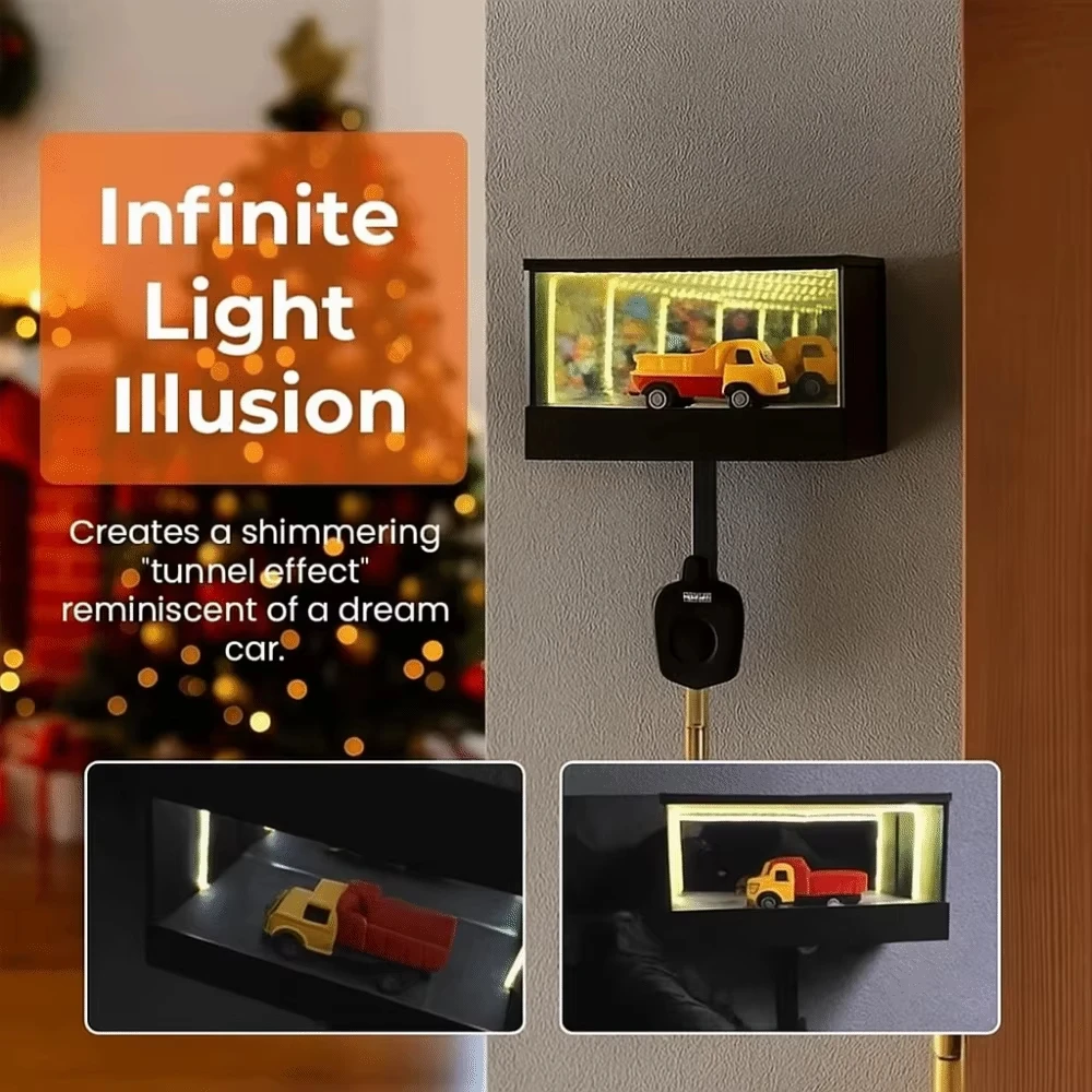 Car Infinity Mirror Garage Key Holder Organizer with LED Light
