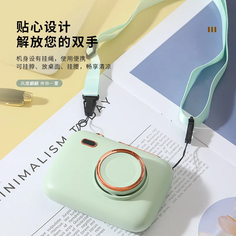 Creative Camera Hanging Waist Fan USB Charging Mini Handheld Fan Small Gift Custom Portable Outdoor Hanging Neck Fan