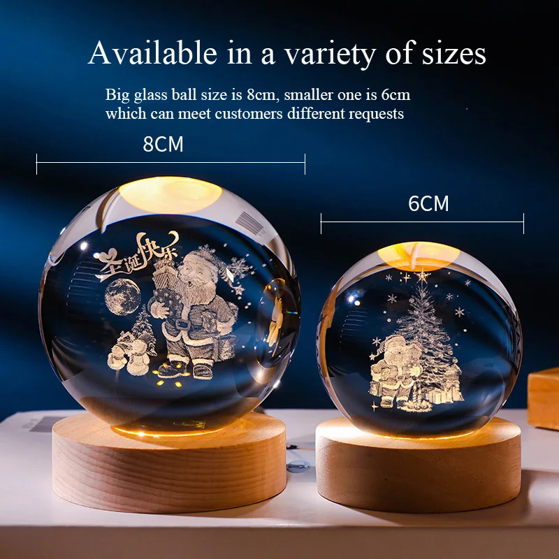 3D Crystal Ball Night Light 16 Colours Panda Lamp 80 mm USB Panda Lamp Glass Ball with Wooden Base Snow Globe Glass Laser Engraving Gift for Women