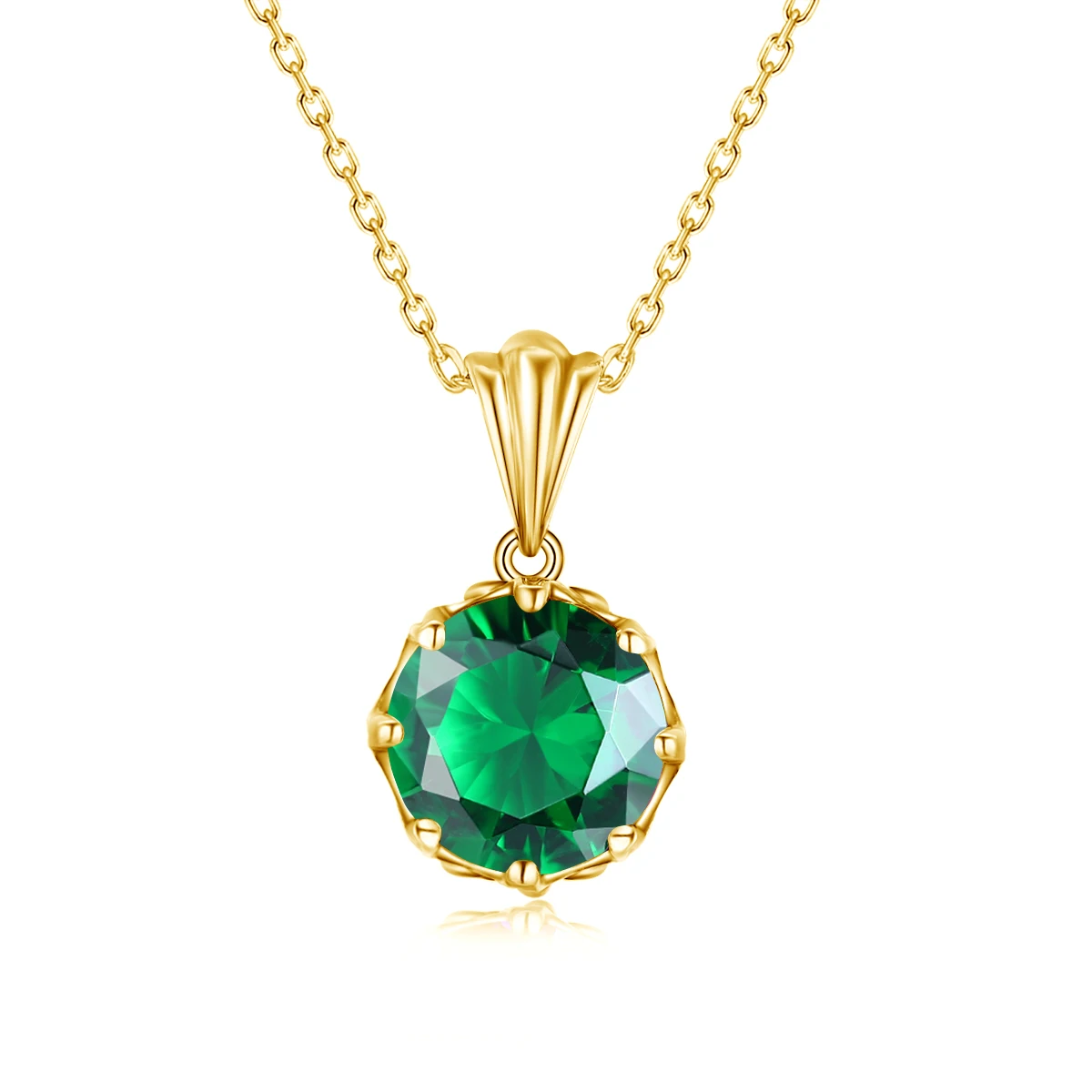 Handmade Custom 18k Gold Emerald Necklace Pendant Real 925 Sterling
