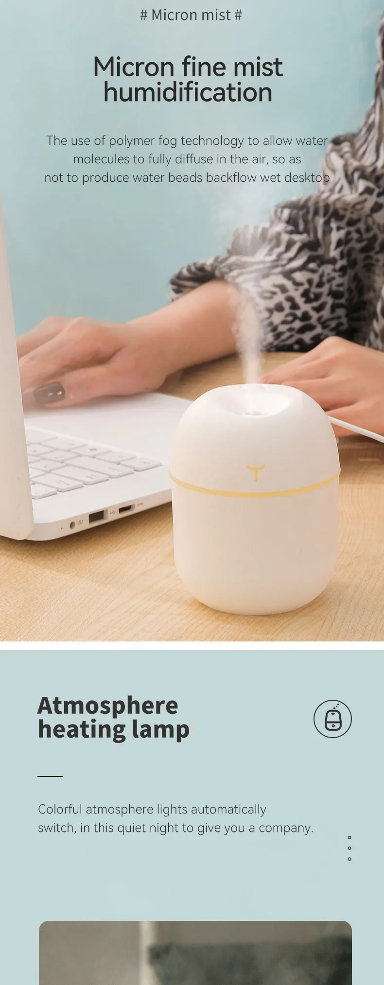 Portable Mini Ultrasonic Humidifier Ml Colorful Lights Usb Desktop Home Air Humidifier Buy