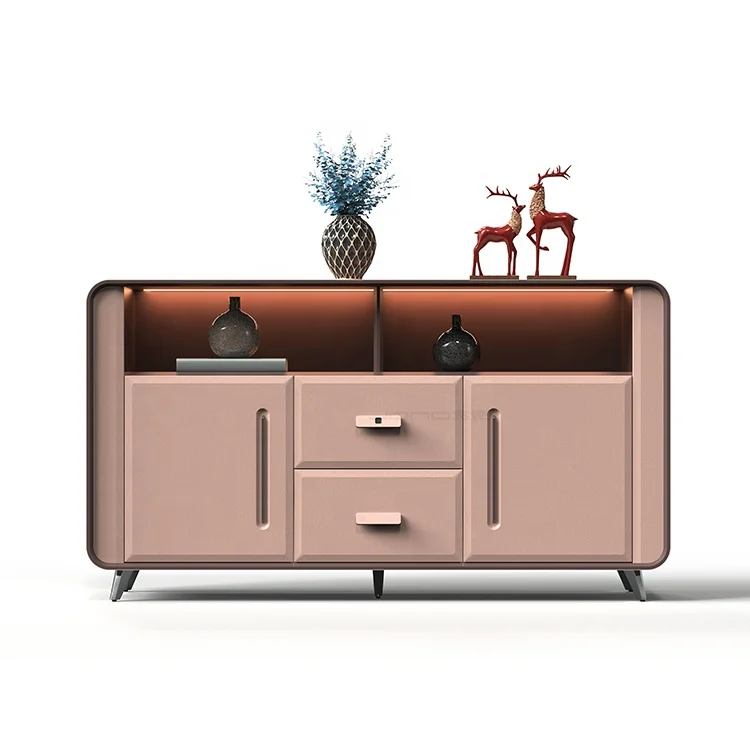 Средний век mdf деревянная акцентная полка Кожаный шкаф для хранения буфетный шкаф с дверцами