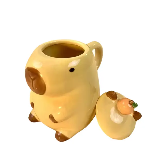 Customizable 3D cartoon animal cup large capacity ceramic cup with lid 3d mug ceramic
