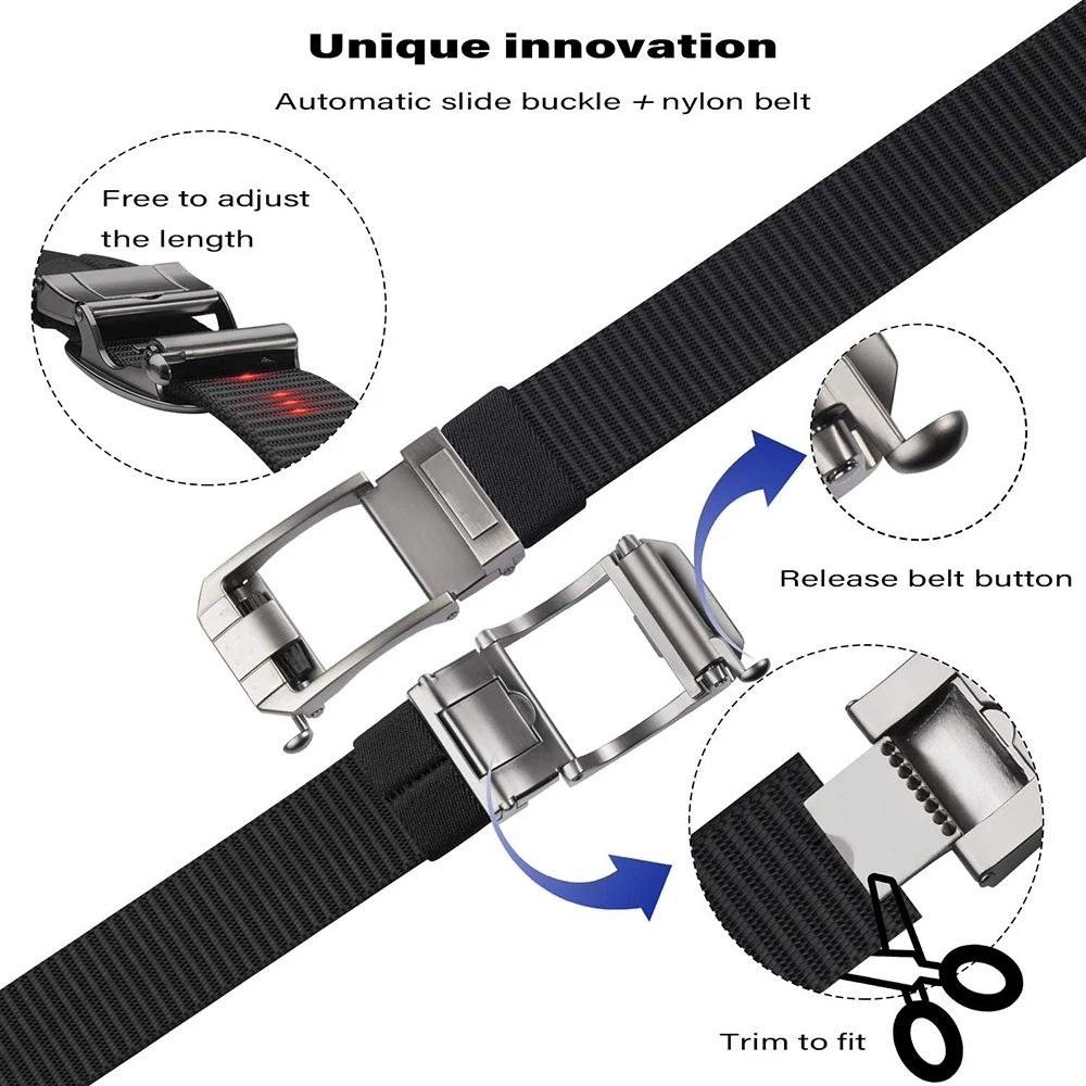 Wholesale Wear-resistant Ratchet Belt Nylon Web Tactical Belt with Automatic Slide Buckle Adjustable