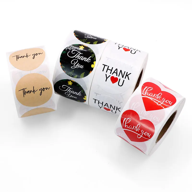 Customize Logo Labels Kraft Paper Round Stickers for Present Gift Box Stickers Packaging Thank You Labels