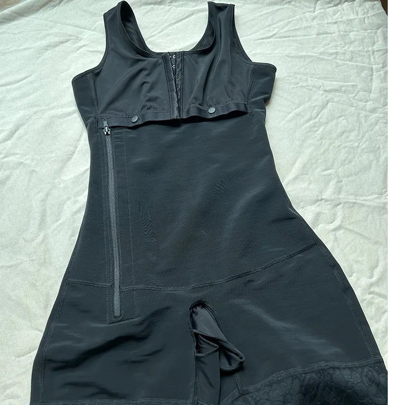  High Compression Post Op One-piece Zipper Faja Tummy Control Slimming Body Shaper Womens Shapewear Open Crotch for Women
