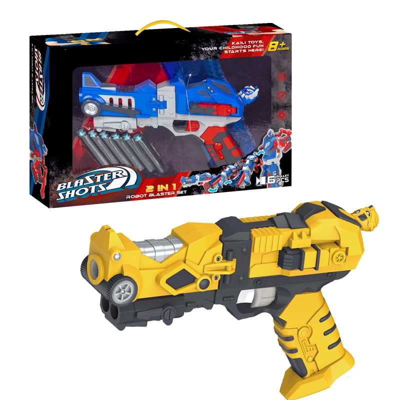 MJ TOYS Electric Robot Deformation Soft Shotgun Automatic Soft Bullet Gun Toys with 6 Bullets for Kids