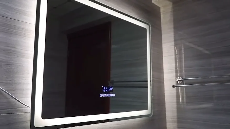 Modern Style Rectangular Time Display Mirror Bathroom Customized Led ...