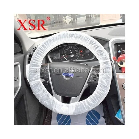 10-Pack Clear Plastic Disposable Steering Wheel Covers - Universal Fit, Elastic Band, For Car Detailing & Protection
