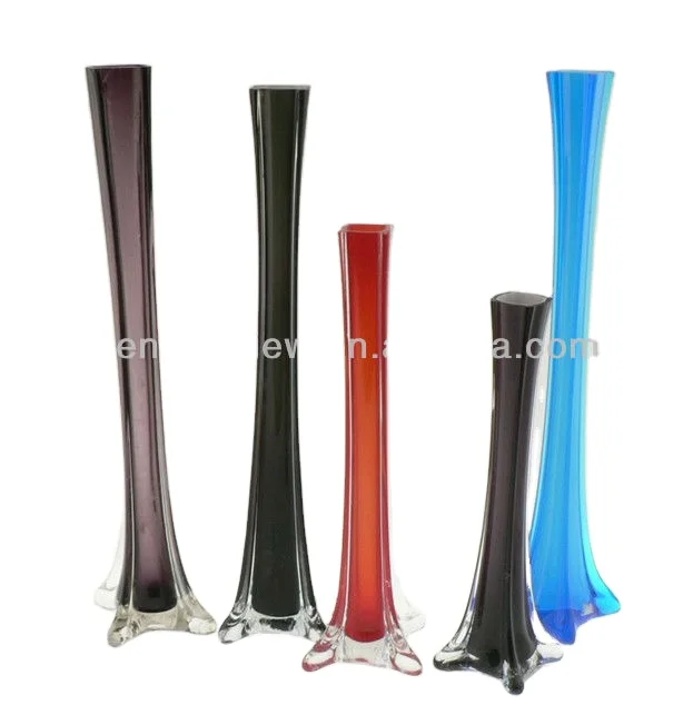 Aeofa Glass Flower Vase Colored eiffel Tower Shape Purple Color Glass Vase for Wedding Party eiffel Tower Vase