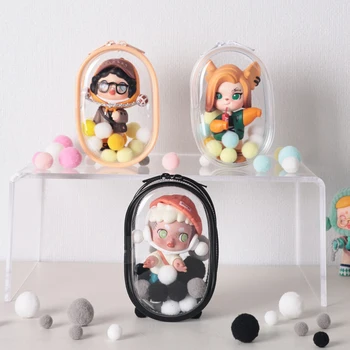 10cm Doll Bag Display Bag with Keychain Hanging Random Mysterious Blind box Storage Bag Transparent PVC Pouch for Toys