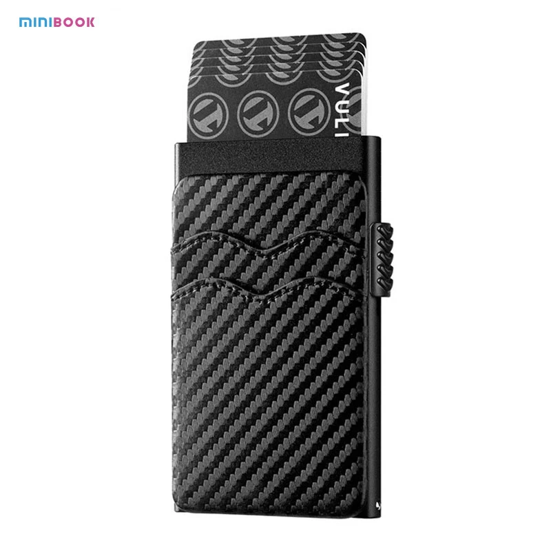 Credit Card Holder Minimalist Slim Pop Up Wallet With Leather Slots