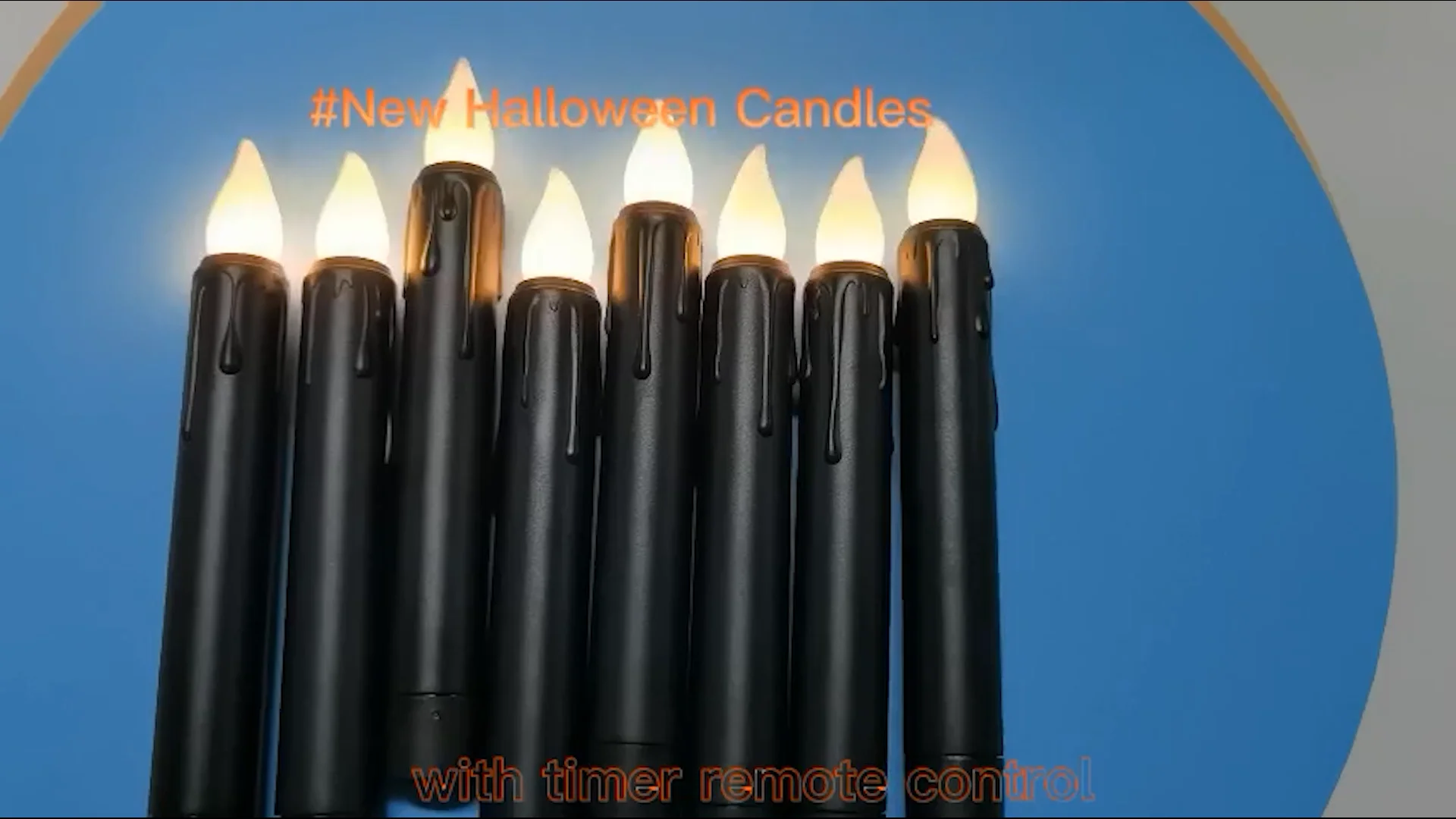 Black Led Taper Candles 17cm Battery Operated Remote Controlled