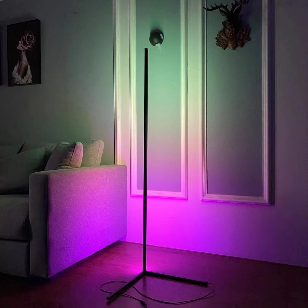 LED Simple Modern Remote RGB Living Room Corner Standing Bedroom Colorful Floor Lamp Corner Led Floor Light