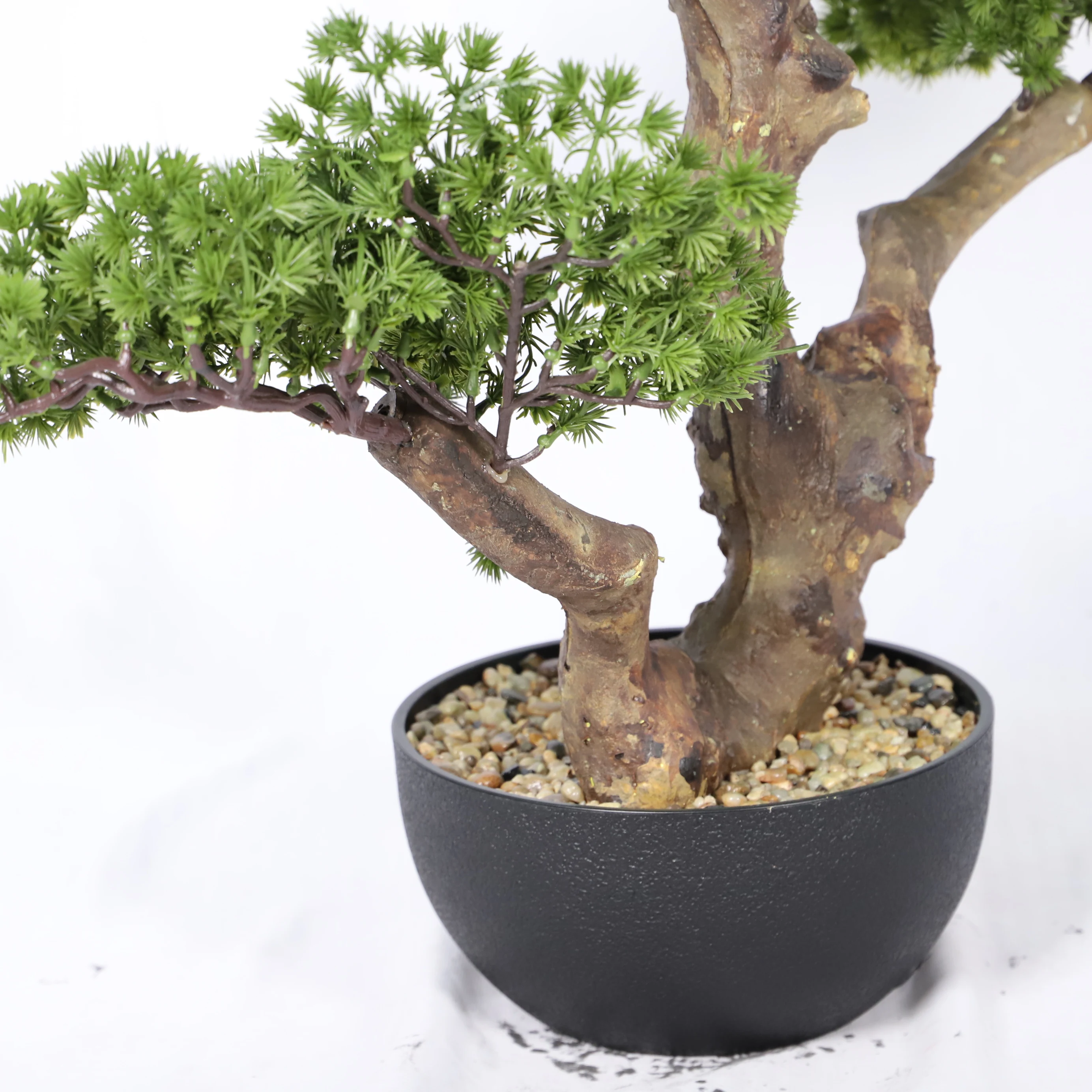 Office Desk Decor Different Styles Ornamental Artificial Plne Tree Faux Yew  Plum Pine Bonsai with Ceramic Pot