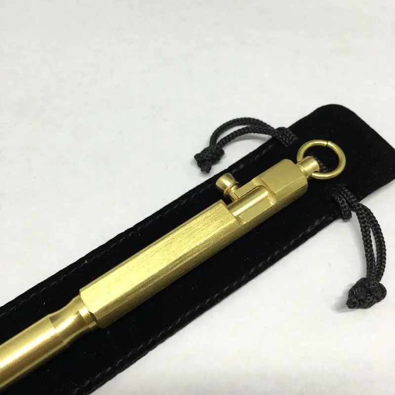 真鍮製タクティカルペン ボルトアクション式 ショート スリム 角型