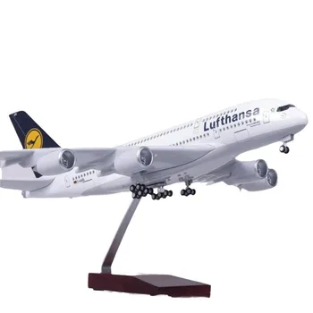 HM-A380 Wholesale 46cm 1/160 German Lufthansa Airbus A380 aircraft model airplane toy children's gift