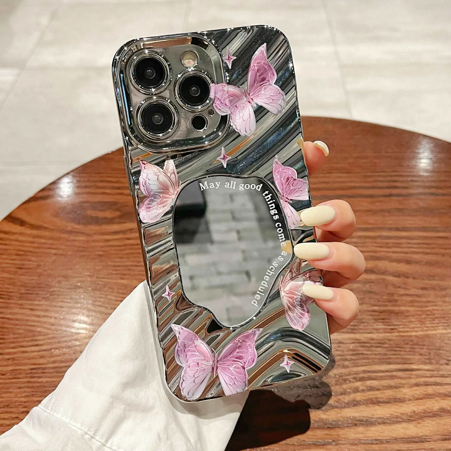 Mirror Case For Iphone 16 15 14 13 12 11 Plus Pro Max Butterfly Design Flexible Fashion Luxury Plating Phone Cover