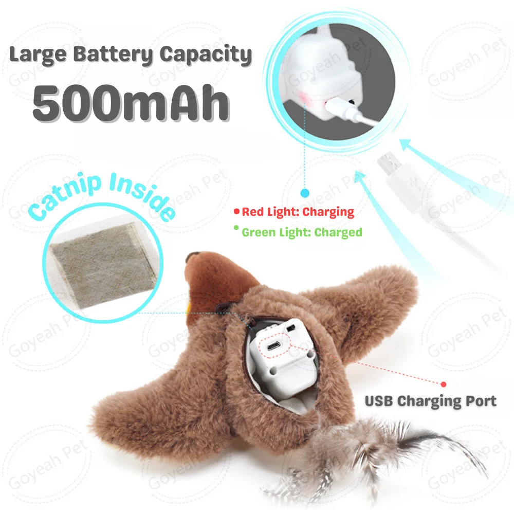 New Simulated Chirping Bird Cat Toy Automatic Cat Catnip Toy With Flapping Wings