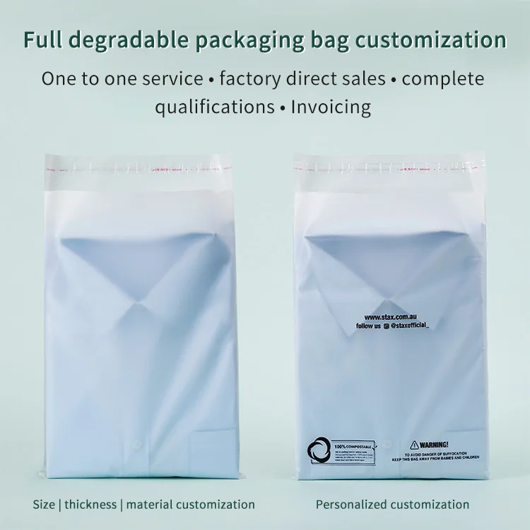 Custom Compostable Garment Polybag PBAT PLA Corn Starch Plastic Bag for Clothes Packaging