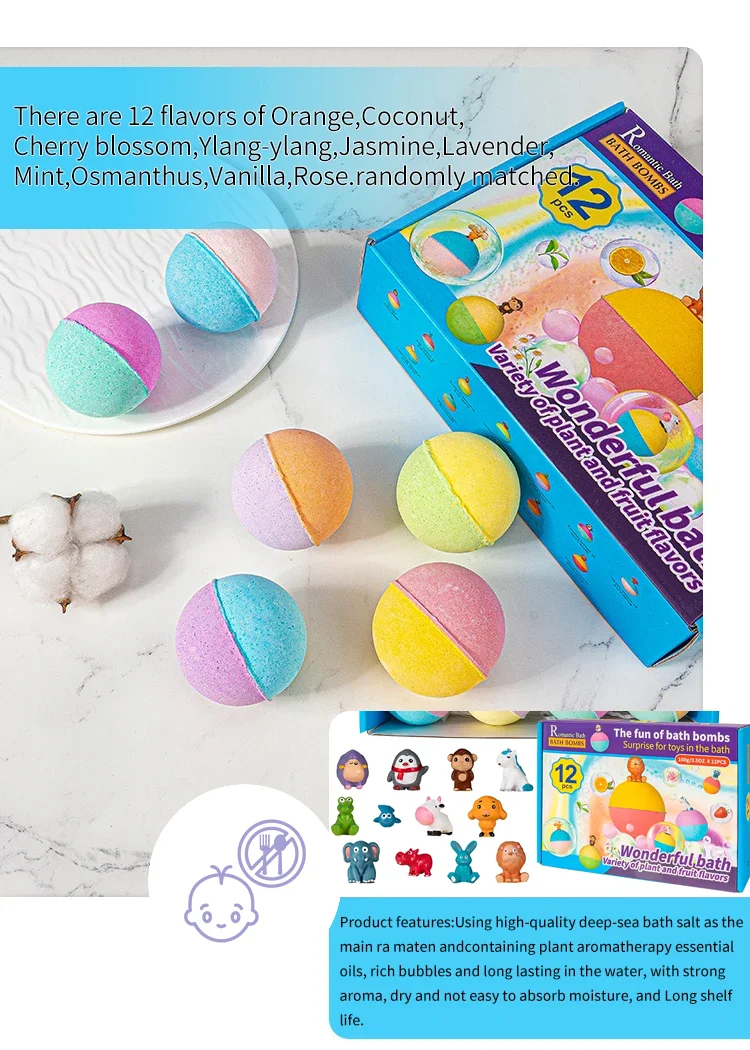 Custom Private Label Bath Fizzer Fizzy Organic Bath Bomb Toys Inside