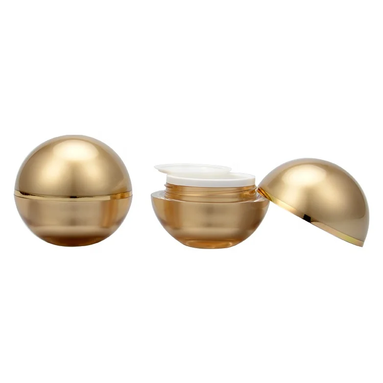 5ml 10ml 15ml 30ml 50ml 100ml Double Wall  Custom Sphere Container Plastic Ball Container White Black Gold Acrylic Cosmetic Jar