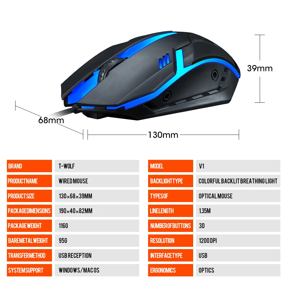2025 the Most Popular Wired Cheap Gaming Mouse 1000 DPI USB Optical 3D Gaming Computer M aperçu 2