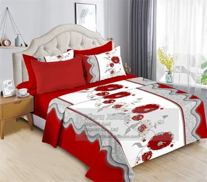 6 Piece Luxury Bedding Set King Size Soft Microfiber Fitted Sheet Flat Sheet 4 Pillowcases Home Textile Combo