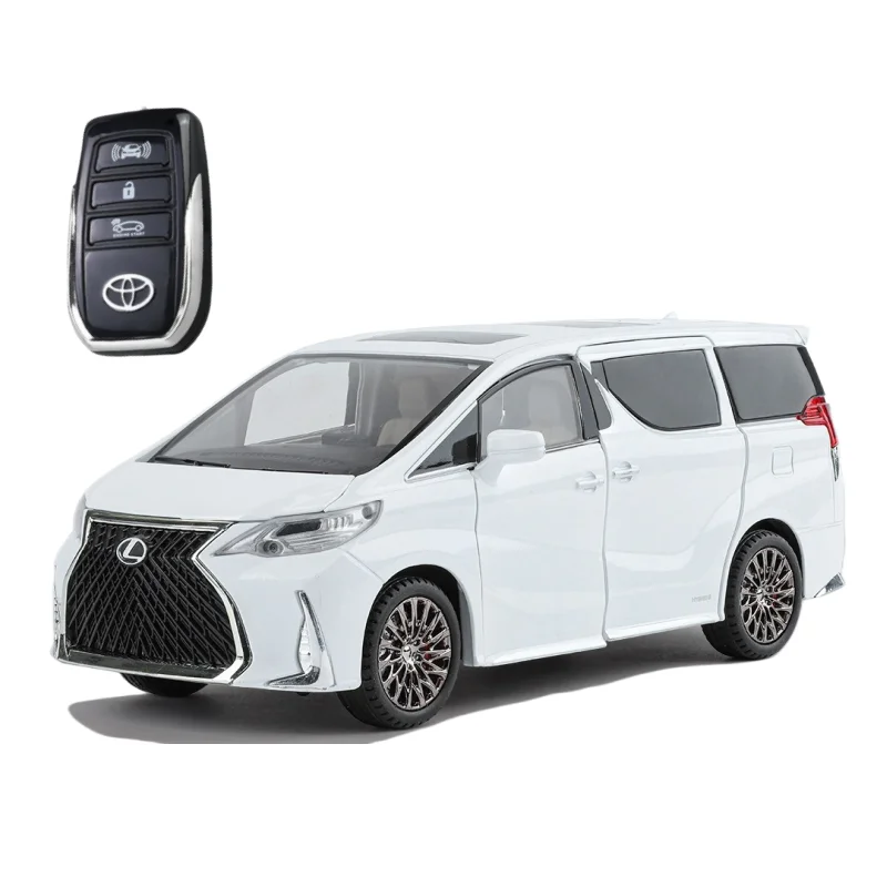 Diecast Model Car 1:24 Lexus LM300 with Key with Sound and Light Pullback Metal Car Model Toys Ornament Decorate Supercar Model