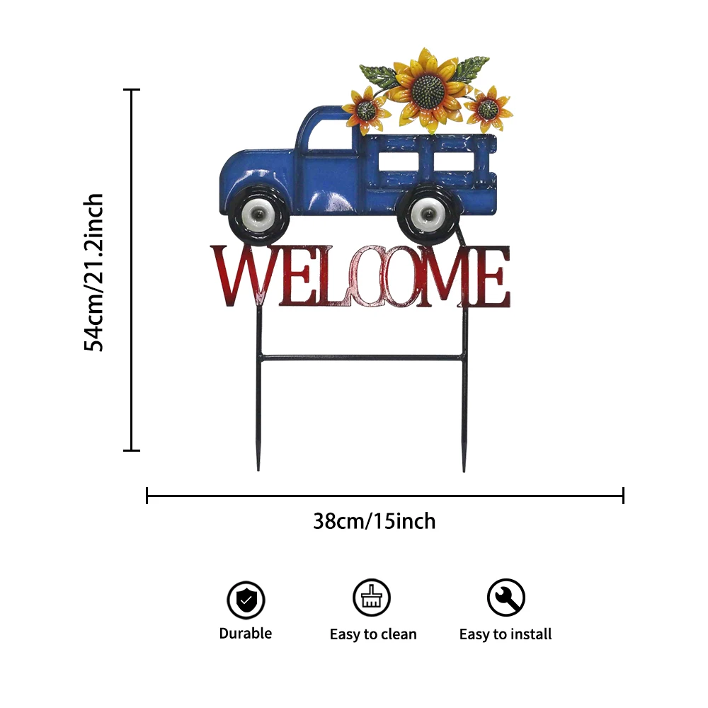 Outdoor Waterproof  Welcome  HarvestMetal Art Car Stake 1