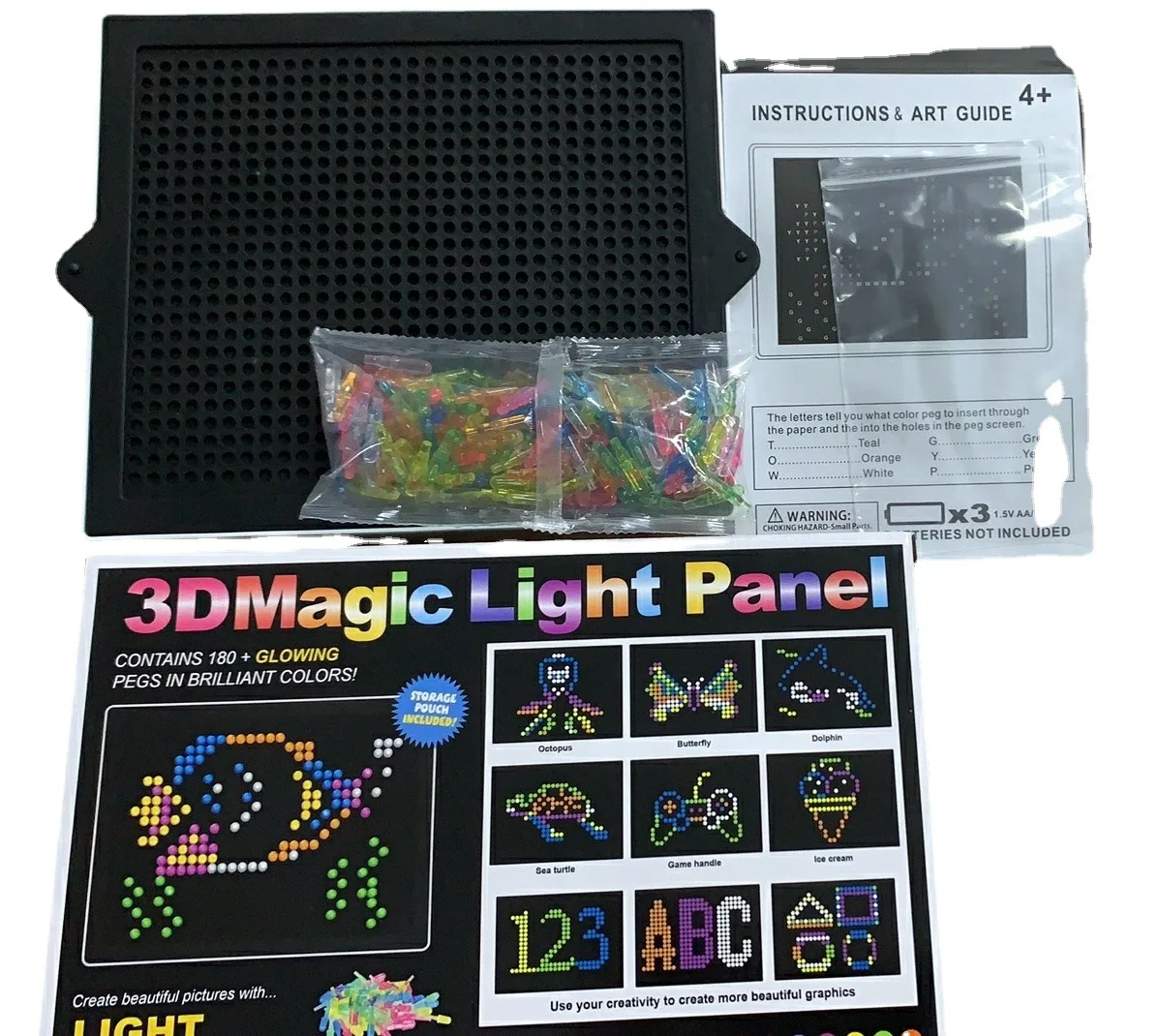 Creative Light up Board  DIY 3D Magic Led Light Panel  276PCS Drawing Mushroom Nail Puzzle Educational Toys for Kids