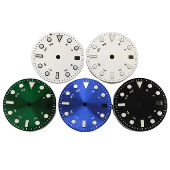 BLIGER 29mm Dial Black White Blue Black Dial Green/Blue Luminous Fit NH34 NH35 Movement Date Window Watch replacement parts