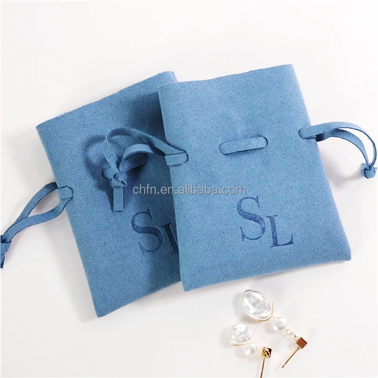 Customize Microfiber Fabric Envelop Small Luxury Jewelry Packaging Pouch Microfiber Bag With Enbossed