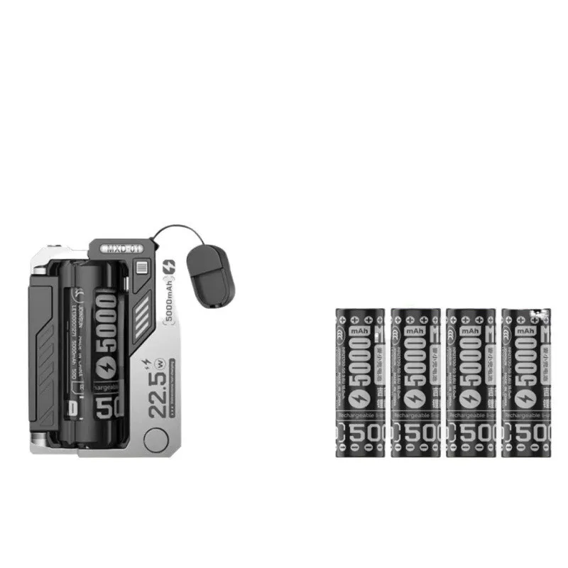 New Portable Mechanical Design One-click Battery Change Mini Power Bank 20000mAh External Battery Charger
