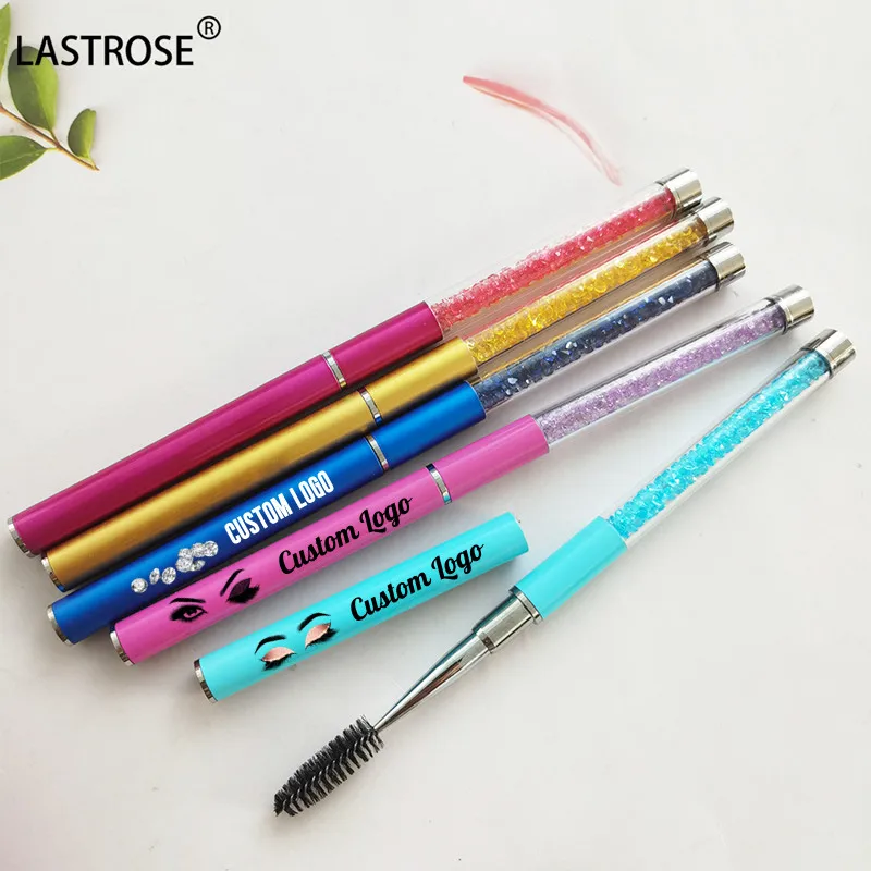 Private Label Oem Bling Diamond Eyelash Spoolies Cleaning Brush Keyring