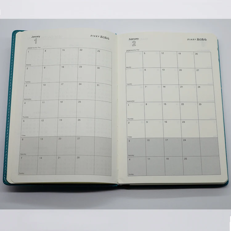2024 Wholesale Promotional A5 Hardcover PU Leather Journal Diary Notebooks Daily Planner Gift