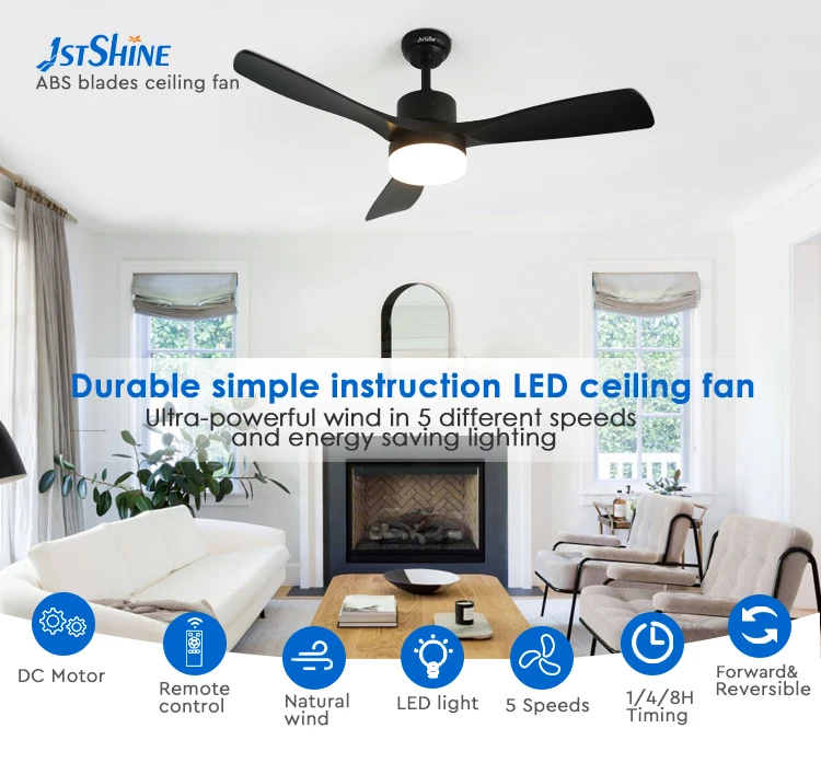 1stshine Led Ceiling Fan Summer And Winter Use Black Led Lighting