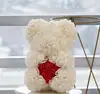 Ours blanc fin avec un cœur rouge et une boîte.