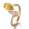 Bague en or 14 carats avec pierres précieuses de laboratoire