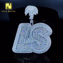 2Inches Custom Hip Hop Ice Out Moissanite Jewelry Pendant Emerald Cut 925 Sterling Silver VVS Moissanite Diamond Letter Pendant