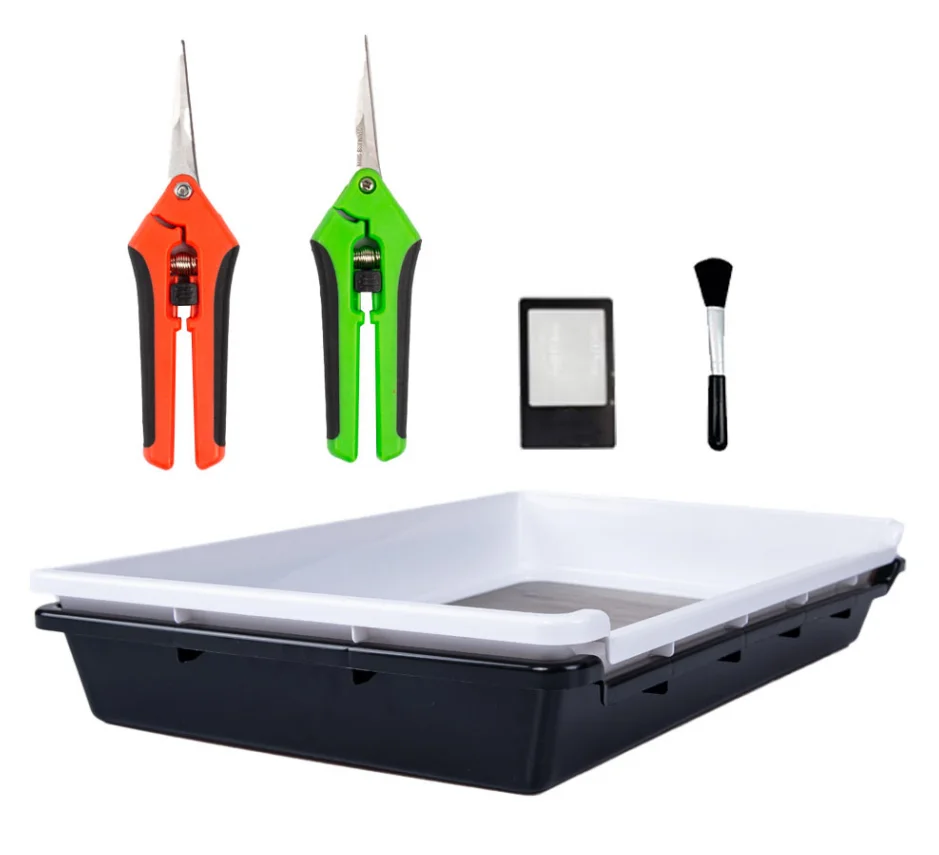 Professional Indoor Plant Trim Bin Black Trimming Tray With Mesh