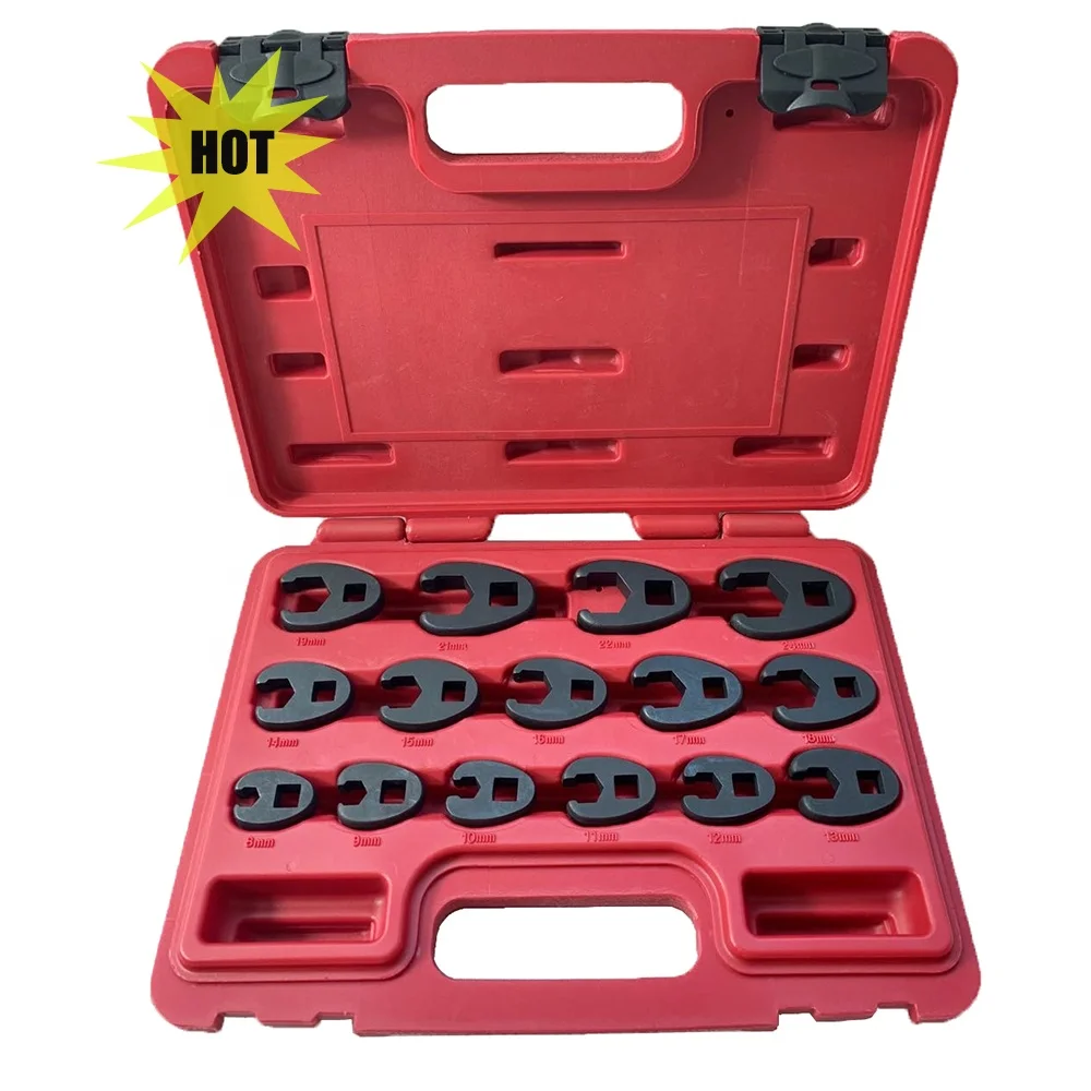 Viktec 15pc Flare Nut Wrench Set Metric Tool Crowfoot Wrench For 3/8in ...