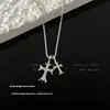 Double Cross Diamond Necklace - Titanium Steel