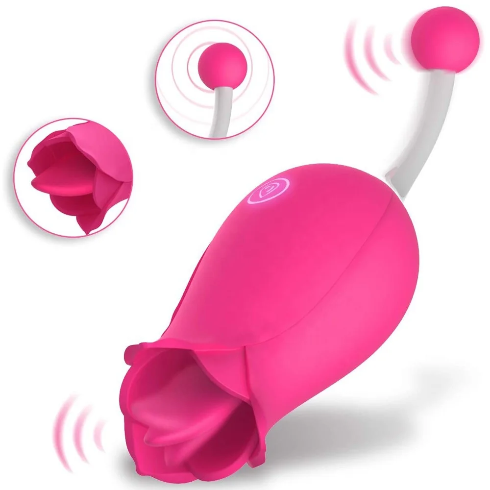 2 in 1 Rose Sex Toy Quick Orgasm G-spot Clitoral Vibrator Female Clitoris Tongue Stimulator Rose Vibrator for Women 2 in 1 Rose Sex Toy Quick Orgasm G-spot Clitoral Vibrator Female Clitoris Tongue Stimulator Rose Vibrator for Women